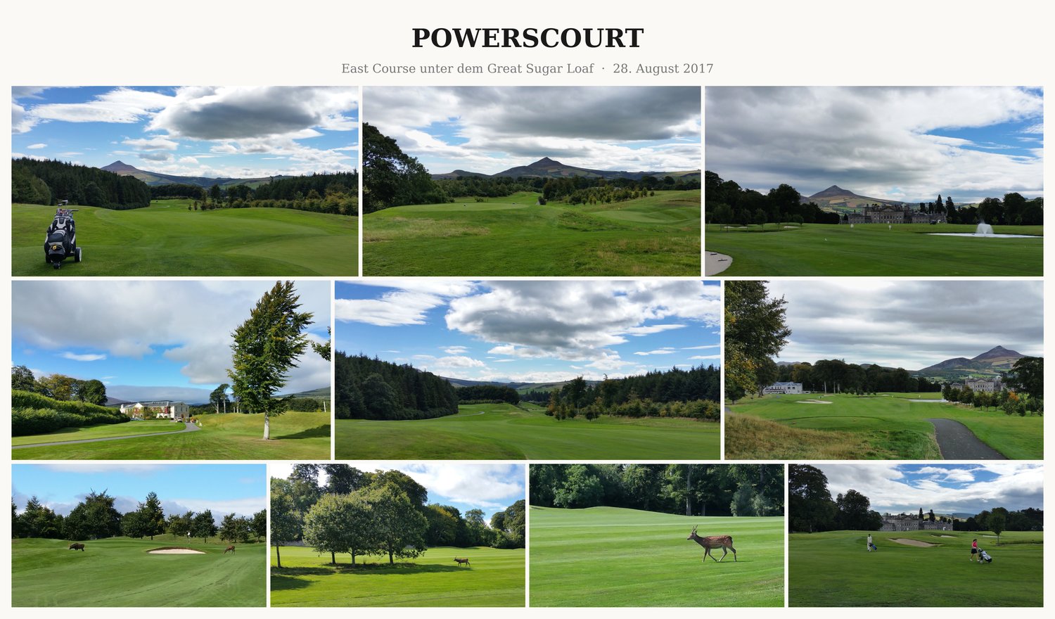 Fotocollage Powerscourt: East Course unter dem Great Sugar Loaf